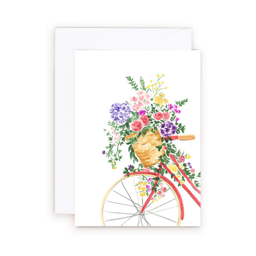 Floral Coral Bicyclette Enclosure Card