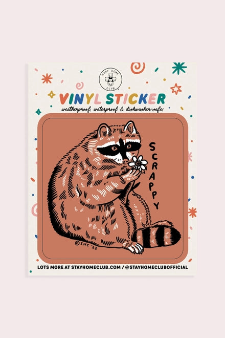 S135 Scrappy Raccoon Vinyl Sticker