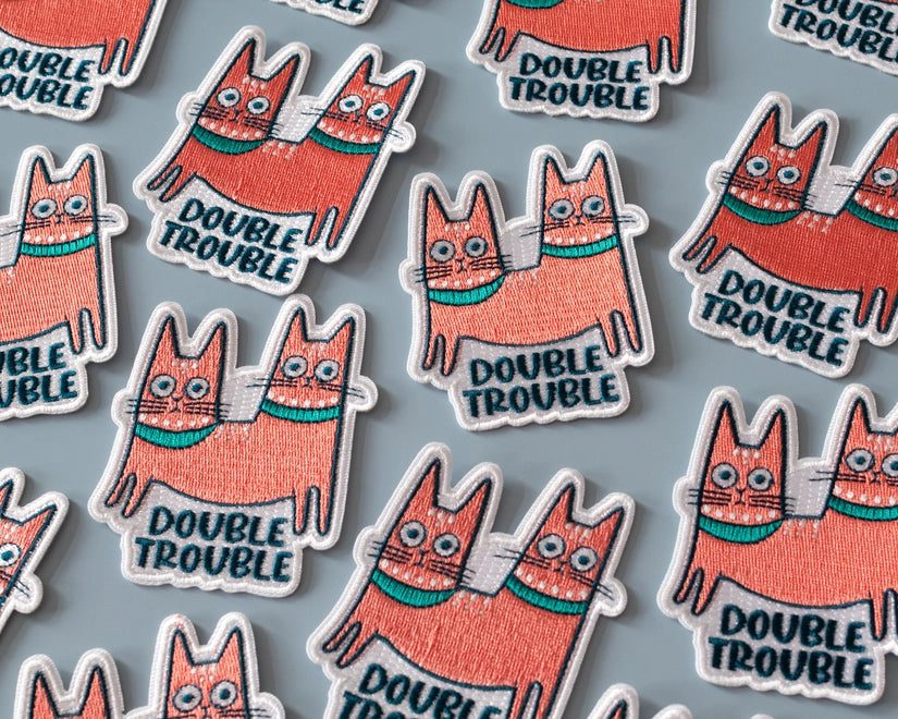 #135 Double Trouble Cat Iron-On Patch