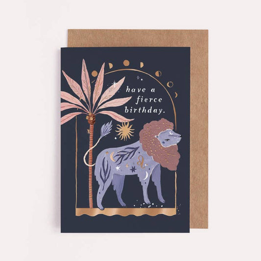 Lion  Star Sign Zodiac Birthday Card