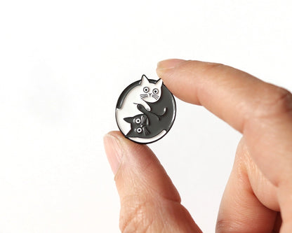 @81 Yin Yang Cats funny cute Enamel Pin