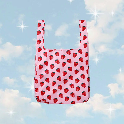 Strawberry Foldable Nylon Tote