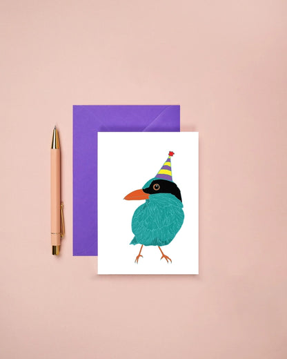 Green Magpie Birthday Card