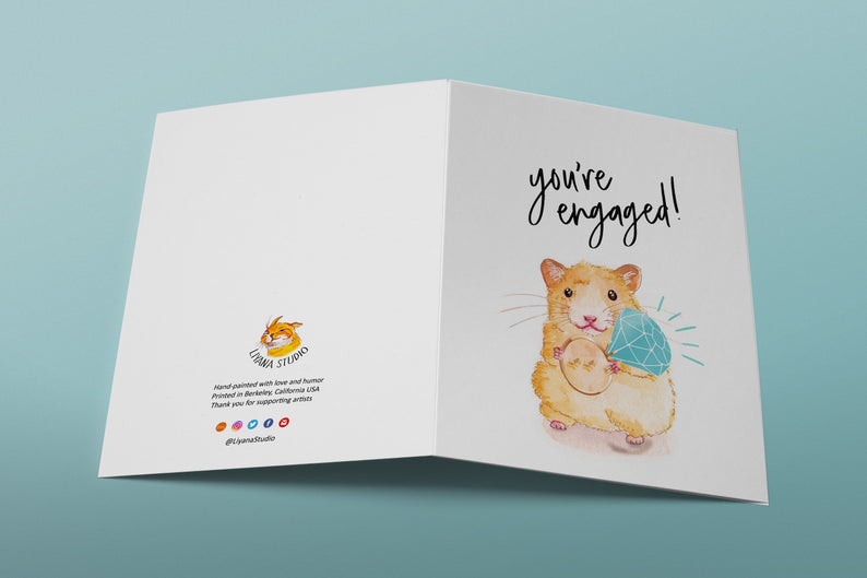 Hamster Diamond Engagement Ring Card