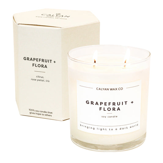 Glass Tumbler Soy Candle Grapefruit + Flora