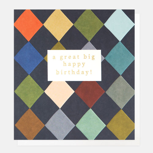 A Great Big Happy Bday Harlequin Pattern Card