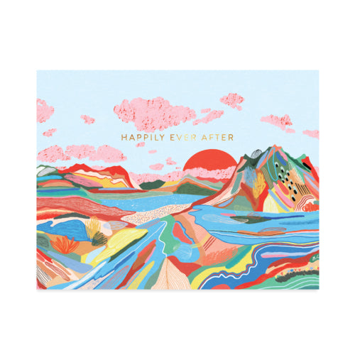 Happily Ever After Card with Gold Foil Wedding Greeting Card