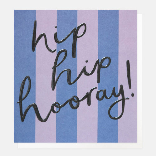 Hip Hip Hooray Blue And Lilac Stripe Card