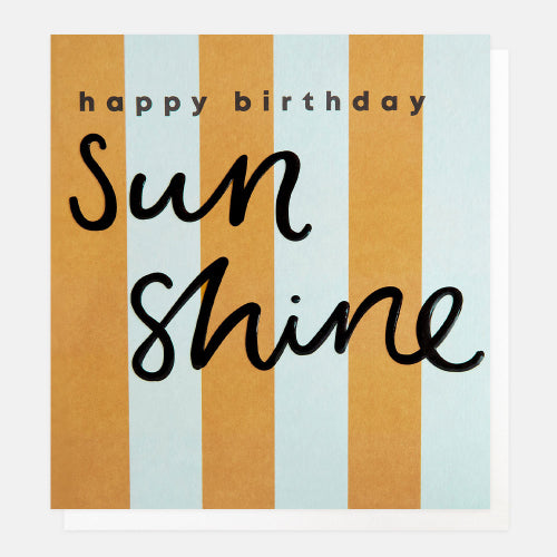 Happy Birthday Sunshine Yellow Blue Stripe Card