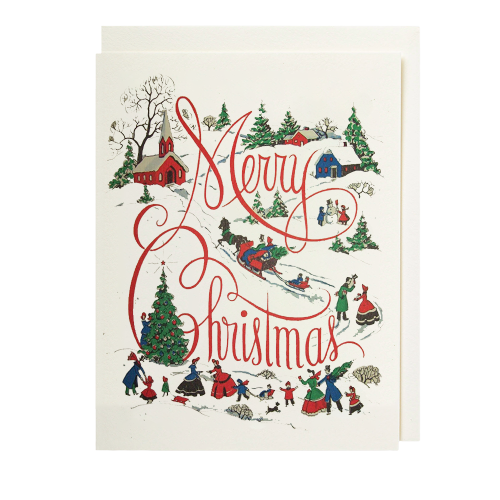 Merry Christmas Village Scene Card