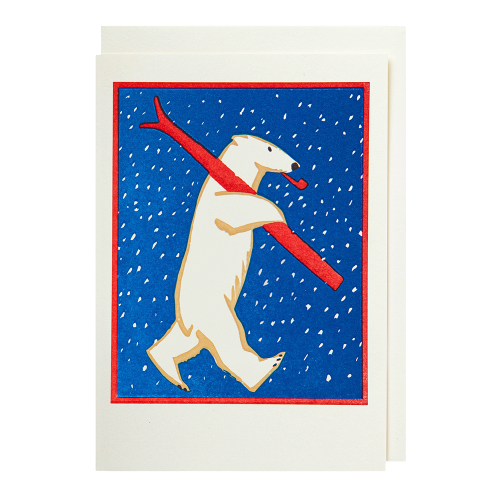 Skiing Polar Bear Mini Card