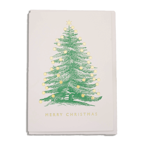 Tree Gold Baubles Mini Card