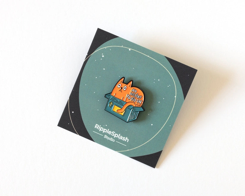 @70 Funny Cat in Box Enamel Pin