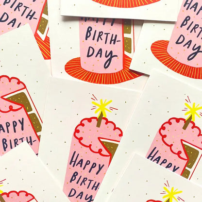 Happy Birthday Pink Cake Greeting Card
