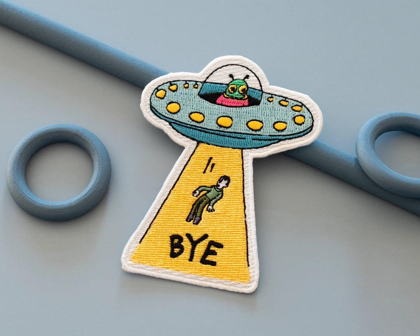 #130 BYE UFO Iron-On Patch - Cool Retro Patch