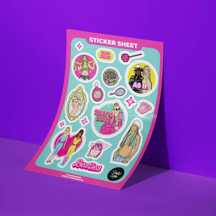 90's Girl Clueless, Britney, Paris Hilton Sticker Sheet