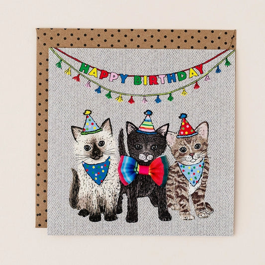 Trio Of Cats Birthday Card