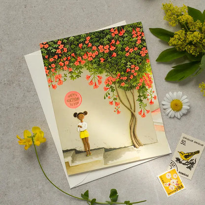 Girl Under Vine Card