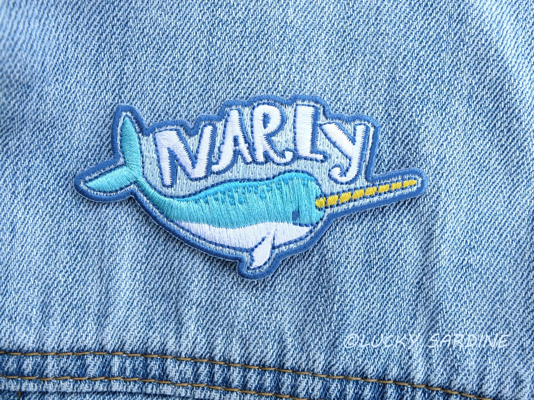 #64 Narwhal, "NARLY" Embroidered Patch