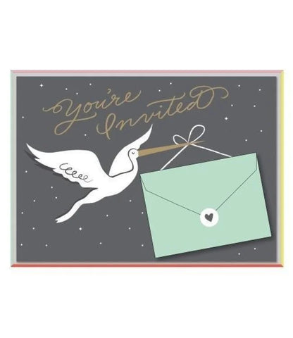 Cheree Berry Stork Stop Baby Shower Boxed Invitation Cards