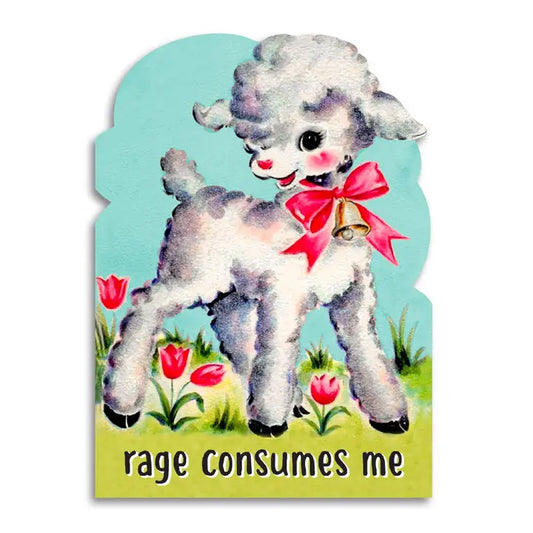 Rage Consumes Me Cute Vintage Lamb Greeting Card