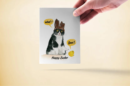 Naughty Bunny Cat Easter Card