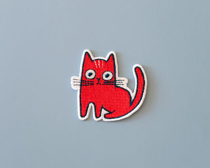 #138 Red Cat Iron-On Patch