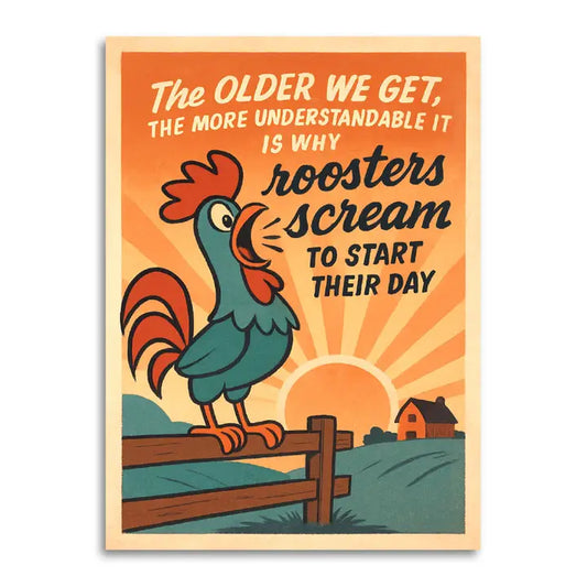 Rooster Screaming Funny Birthday Card