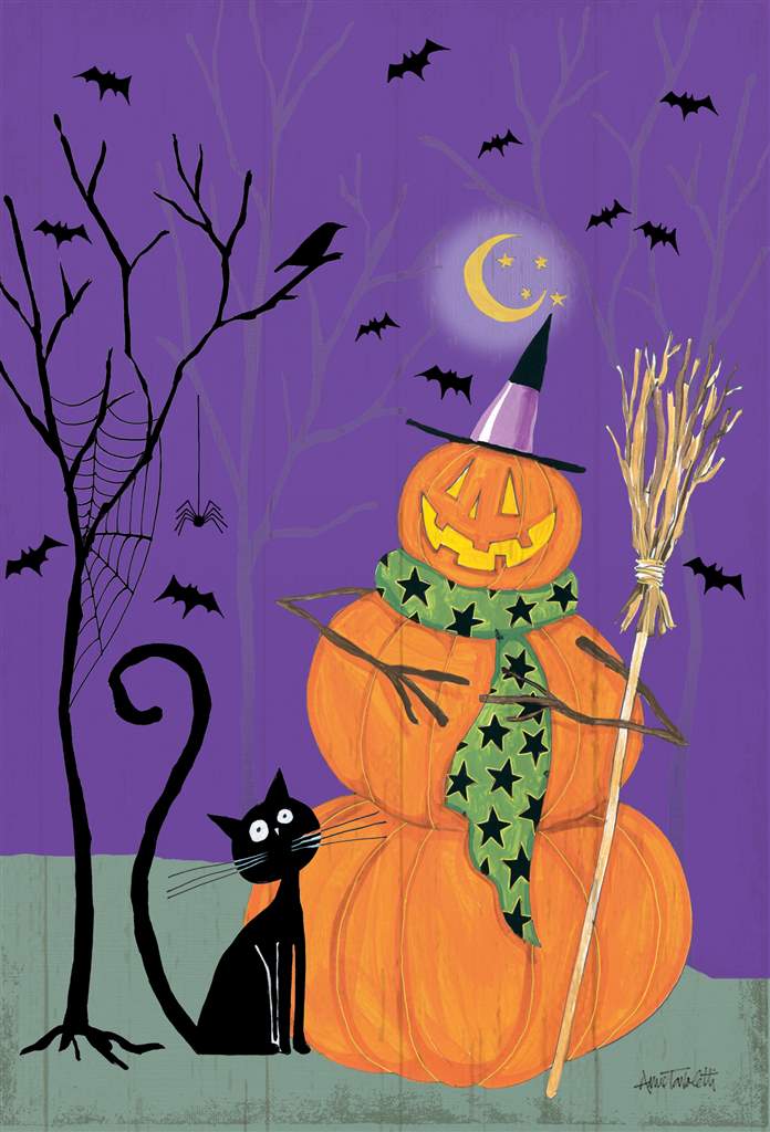 Pumpkinman and Black Cat Halloween Card