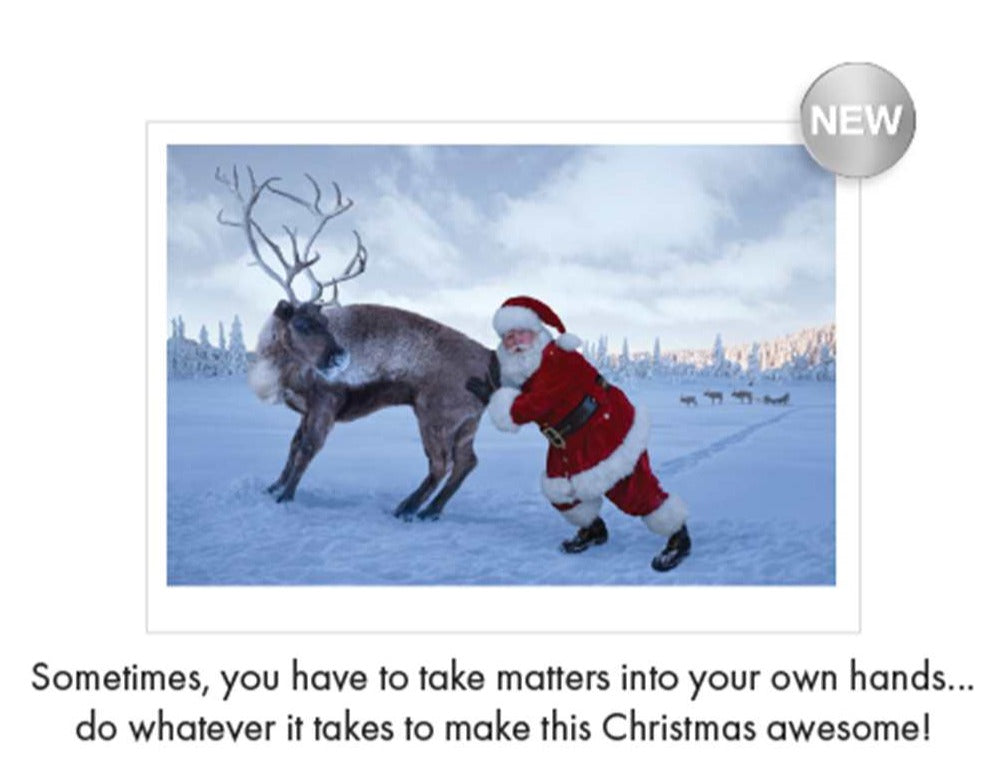 Santa and Reindeer Christmas Card