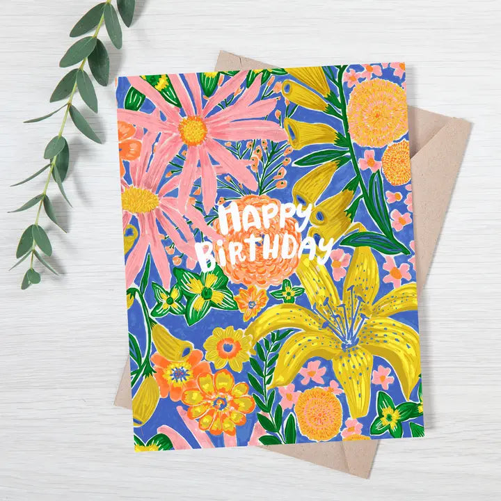 Wild Asters Floral Birthday Card