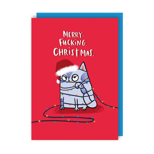 Merry Christmas Funny Rude Cat Card