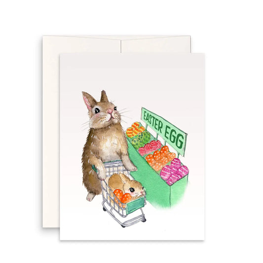 Bunny Easter Eggs Shopping Easter Card