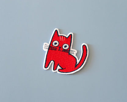 #138 Red Cat Iron-On Patch