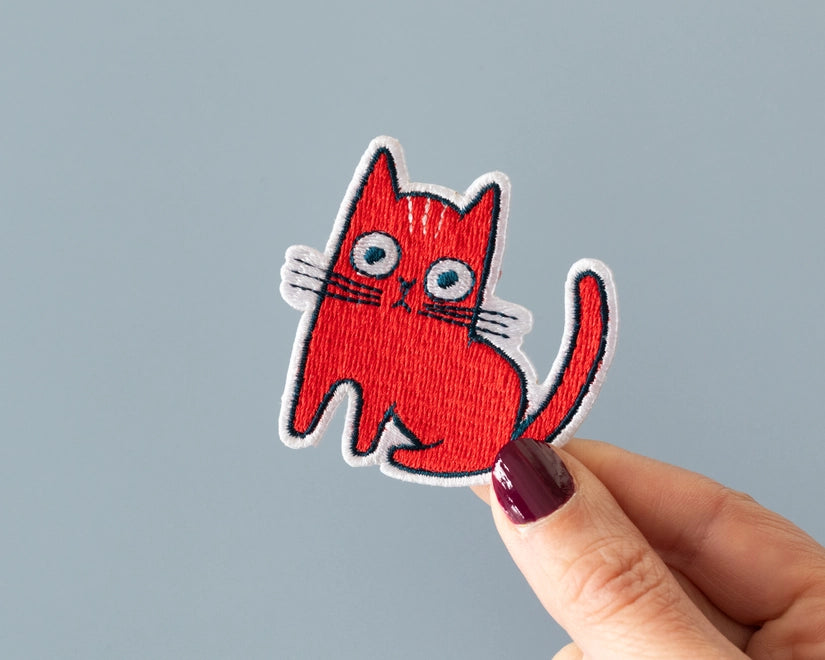 #138 Red Cat Iron-On Patch