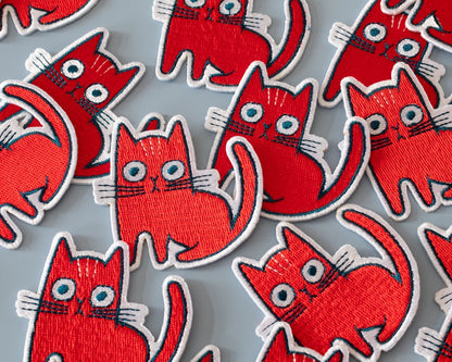 #138 Red Cat Iron-On Patch