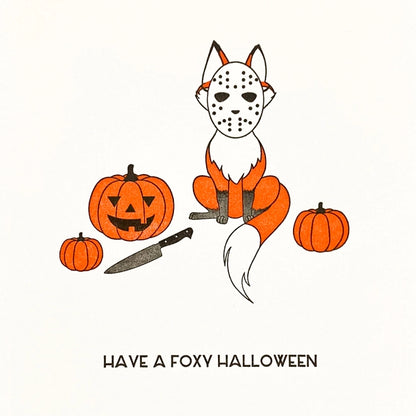 Foxy Halloween Letterpress Halloween Card