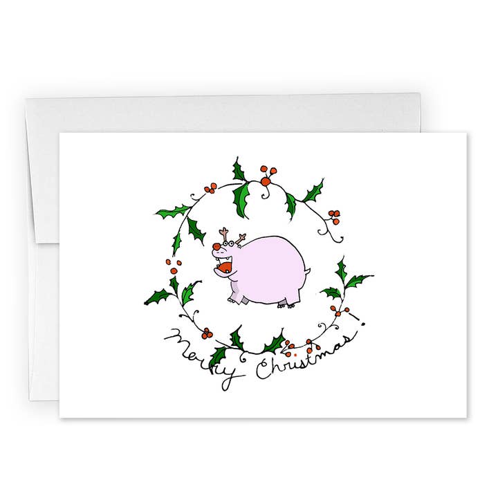 Christmas Hippo Holiday Card