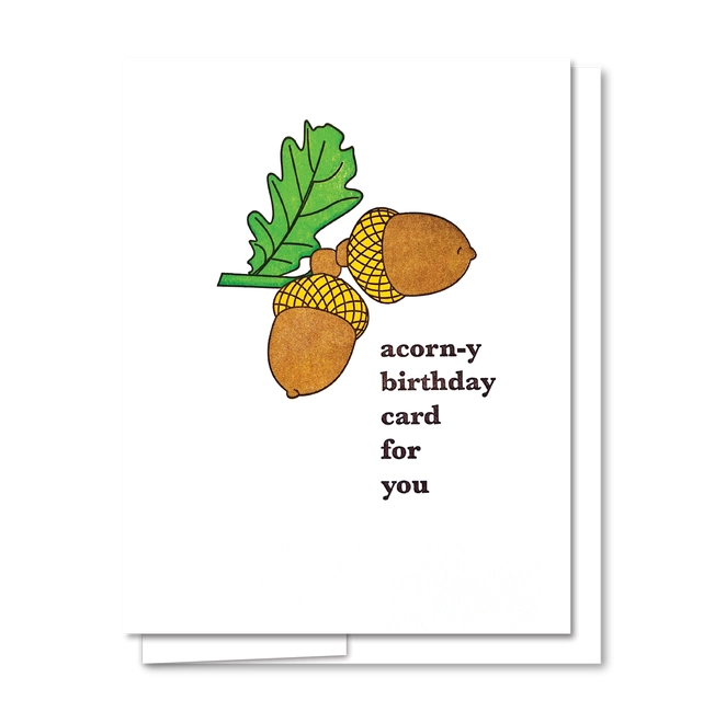 Acorn Birthday Letterpress Birthday Card