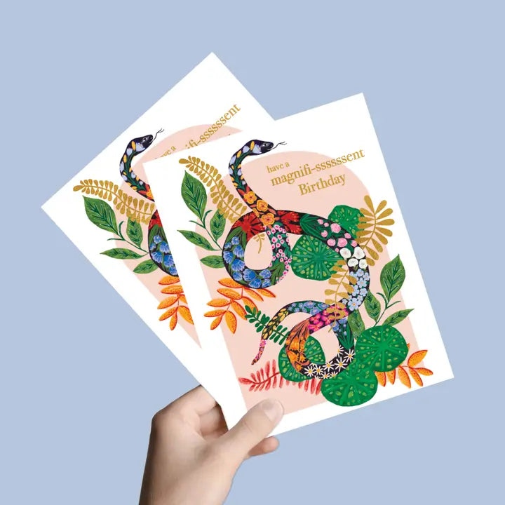 Garden Snake Magnifi-ssssssent Birthday Card
