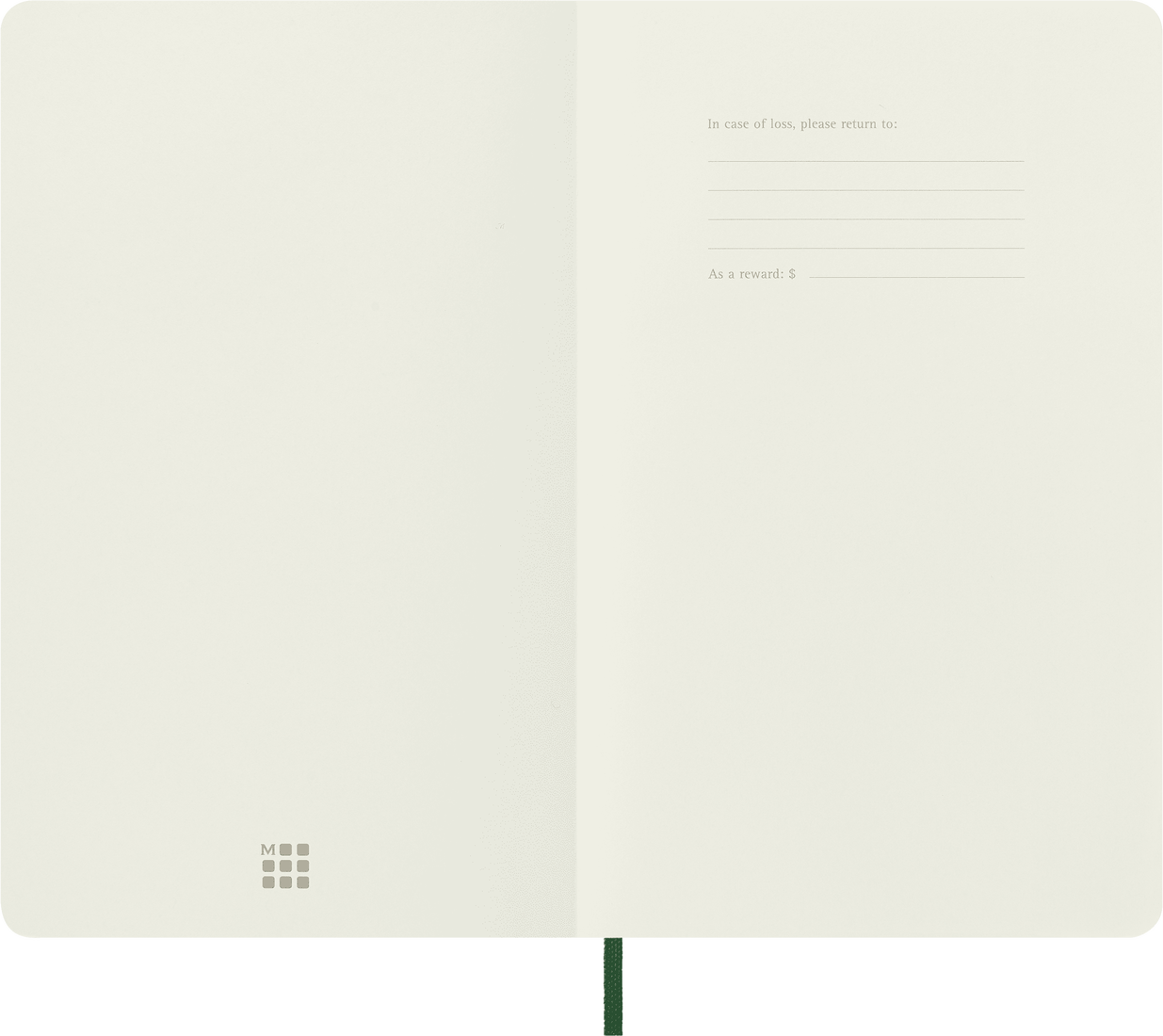 Classic Large Myrtle Green Soft Cover Plain Notebook