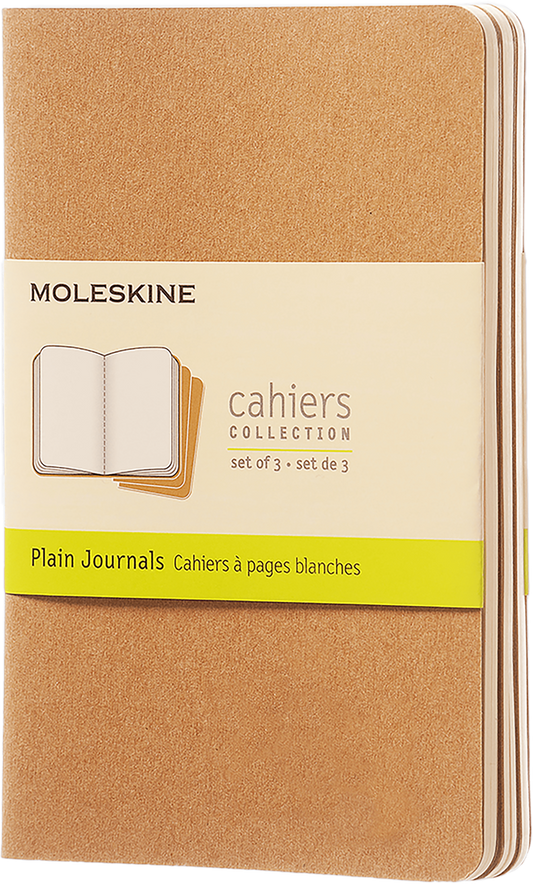 Cahier Pocket Kraft Brown Set Of 3 Plain Journal