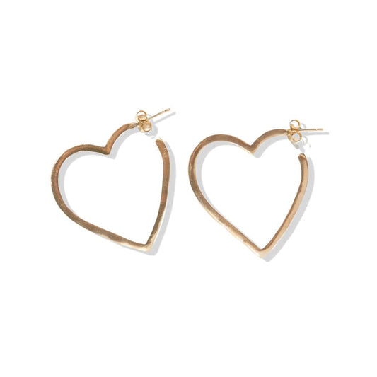 Heidi Heart Hoop Earrings Brass