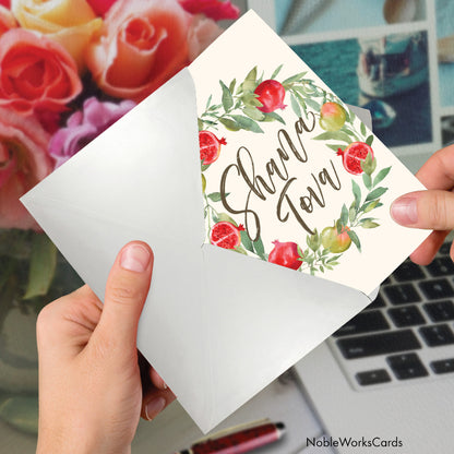 Pomegranate Wreath Rosh Hashana Card