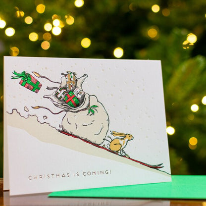 Christmas is Coming Rabbit Card