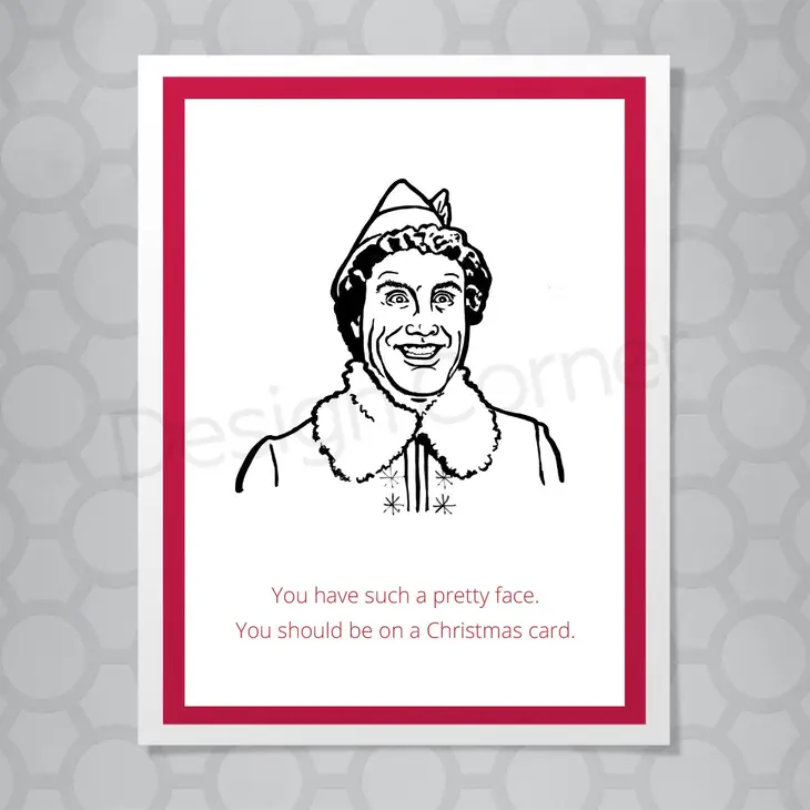 Elf Pretty Face Christmas Card