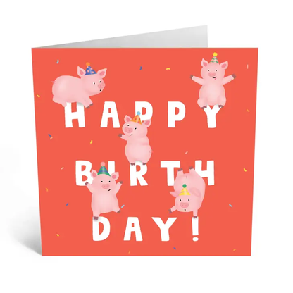 Pigs Happy Birthday Card