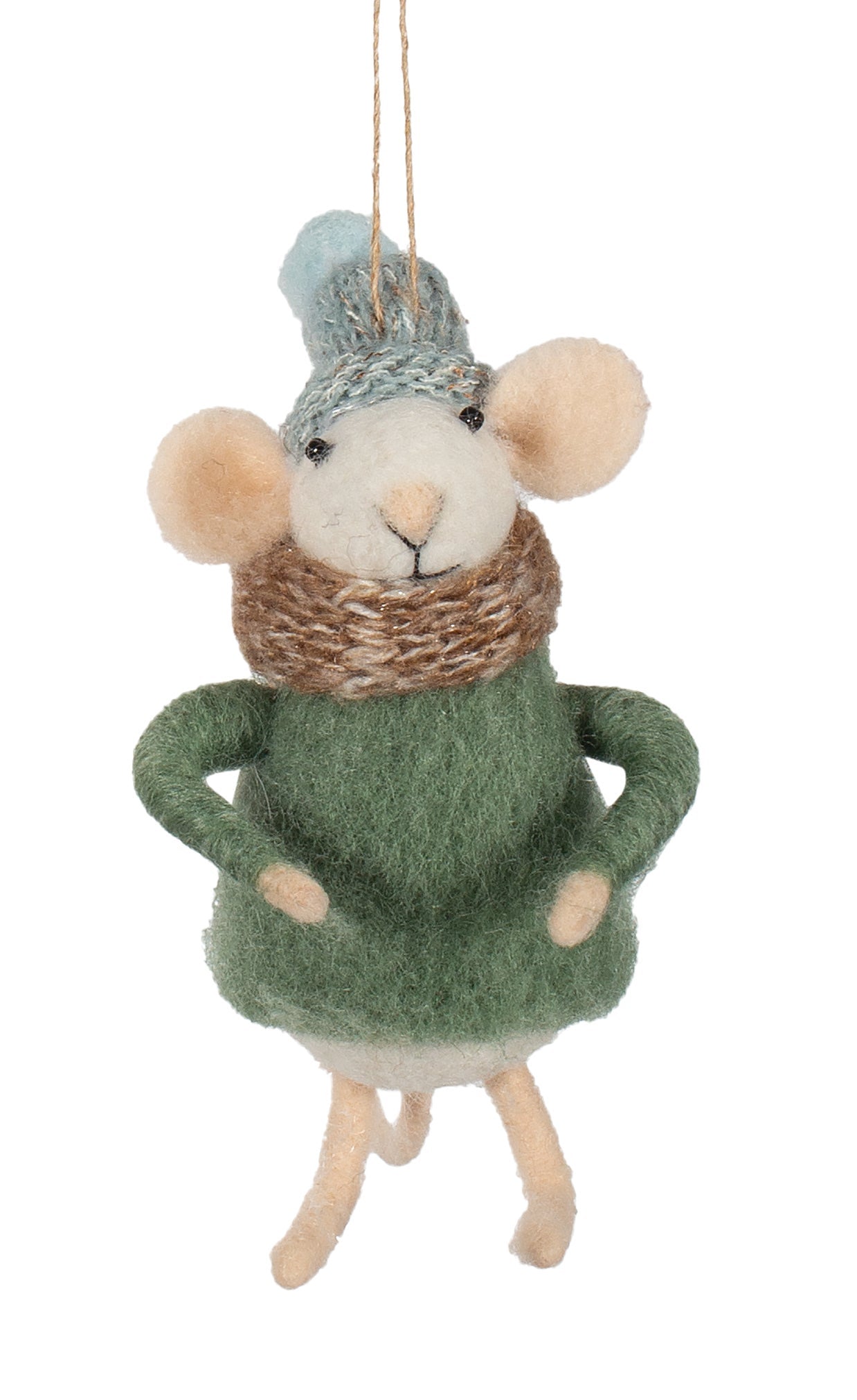 Felt Mouse in Blue Toque Christmas Ornament