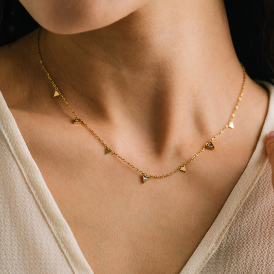 Sail Triangle CZ Necklace Gold