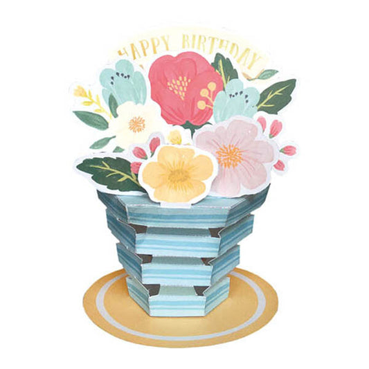 Pop-up 3D Happy Birthday Flower Pot Mixed Flower Card